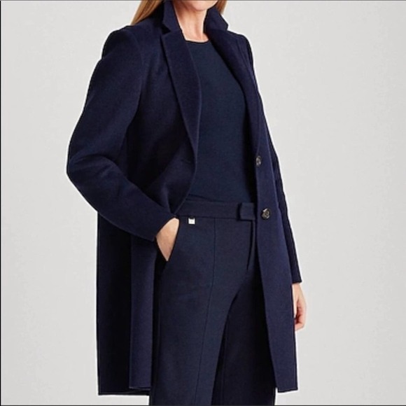 Lauren Ralph Lauren navy wool blend longline coat - Picture 1 of 8
